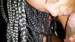 Petite black girl throats dick in backseat 