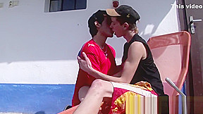 Philip Kraus rides Denis Raw's raw cock by an outdoor pool