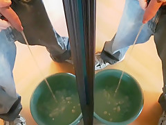 Piss (& foreskin play) in front two mirrors #10