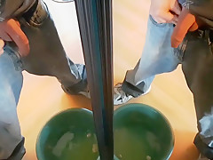 Piss (& foreskin play) in front two mirrors #10