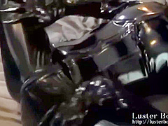 Pretty Lady In Catsuit Bound With Vibrators