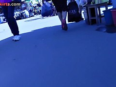 Pretty upskirts in the street and bus