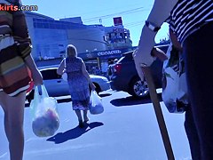 Pretty upskirts in the street and bus