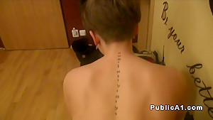 Public Czech amateur banged from behind
