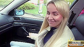 Public European babe pussyfucked outdoor by her sex date
