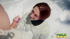 Public Handjobs Brandi de Lafey Strokes A Snowman