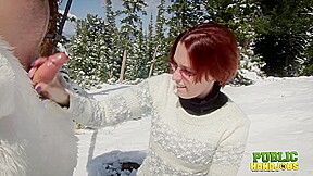 Public Handjobs Brandi de Lafey Strokes A Snowman