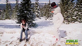 Public Handjobs Brandi de Lafey Strokes A Snowman
