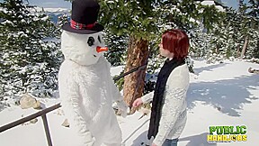 Public Handjobs Brandi de Lafey Strokes A Snowman