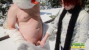 Public Handjobs Brandi de Lafey Strokes A Snowman