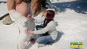 Public Handjobs Brandi de Lafey Strokes A Snowman
