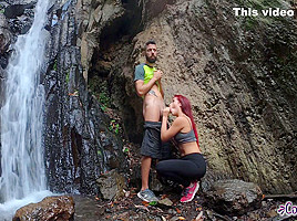 Public Sex In A Waterfall