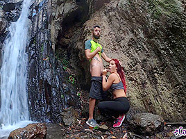 Public Sex In A Waterfall