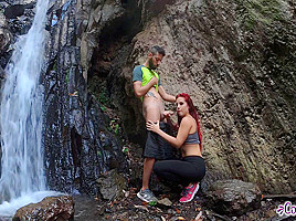 Public Sex In A Waterfall