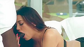 Racy teenage tart Penelope Cum having an interracial fun