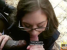 Real IR bae fucked outdoor in public by Black after 3way BJ