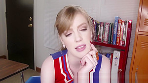Real teen 18+ cheerleader blonde in uniform