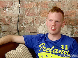 Red Head Jacks His Uncut Cock - Ashley Hayes