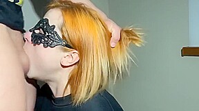Redhead Girl Gives Blowjob And Gets Cum On Her Face