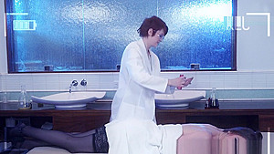 Redhead Masseuse Les Scissors Stockinged Dyke