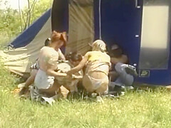 Redhead Slut From France Gets Her Mouth Sprayed With Cum At The Camp