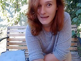 Redhead and neighbor outdoor(pussy licking)