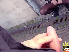 Redhead busty babe fucked in public outdoor by sex date