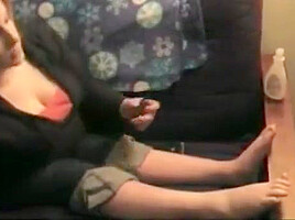 Riley - Thick paraplegic putting on nylons and transfering