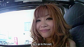 Sarina Tsubaki shamelessly gets naked and masturbates in a car