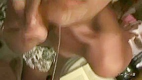 Sexy Arab babe sucks cock and gets facial in bathroom