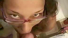 Sexy Arab babe sucks cock and gets facial in bathroom