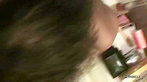 Sexy Arab babe sucks cock and gets facial in bathroom