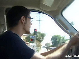 Sexy babe and a nerdy guy went to her place to fuck like two wild animals