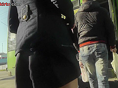 Sexy body color pantyhose amaze in upskirt video