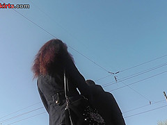Sexy body color pantyhose amaze in upskirt video