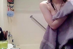 Shaved college girl goes wild in the shower