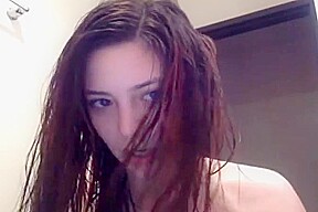 Shaved college girl goes wild in the shower