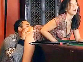 She Lean On The Table And Her Boyfriend Lick Her