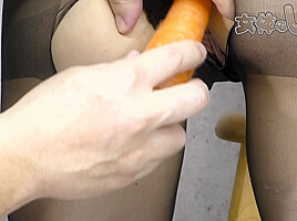 She was poked with vegetables - Fetish Japanese Video