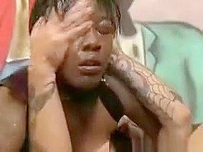 Short Haired Black Slut Gagging On A White Dick
