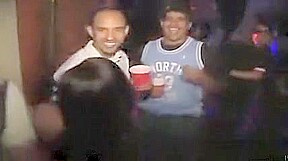 Short hair nympho gets fucked in bathroom at party and begs to swallow cum
