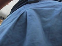 Short skirt of a hot blonde invites a street