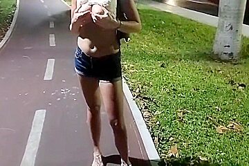 Shows Her Tits In Public On The Bus And While Walking On The Sidewalk