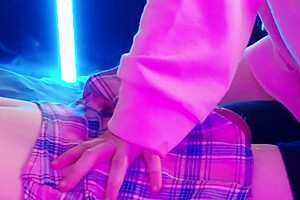 Shy Femboy Gets A Handjob From His Girlfriend With Cum On His Belly