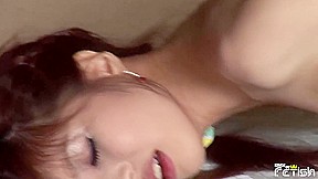 Skinny Japanese Chick Gets Her Hairy Pussy Pleased And Creampied By A Muscular Guy