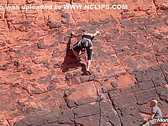 Skinny Mountaineer Milf Sucks Her Lovers Dick Outdoors