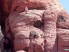 Skinny Mountaineer Milf Sucks Her Lovers Dick Outdoors