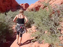 Skinny Mountaineer Milf Sucks Her Lovers Dick Outdoors