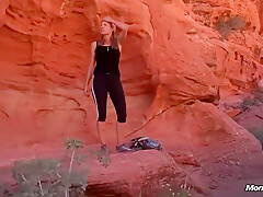Skinny Mountaineer Milf Sucks Her Lovers Dick Outdoors