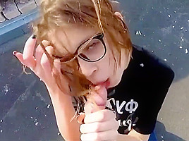 Skinny Russian fucked on the roof of a residential building in public porn